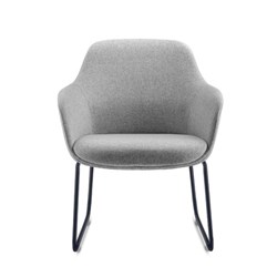 ASPEN TUB LOUNGE CHAIR 640W x 640D x 830mmH Sled Base Black Steel Frame Grey Seat